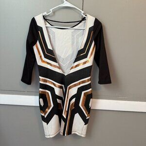 Metallic, Abstract Clubbing Bodycon Dress